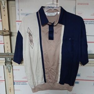 Classic Size L  Men's Polo Shirt - Navy, Beige, and Tan (SKU N164)